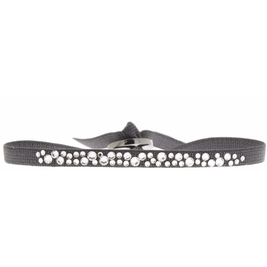 Bracelet Les Interchangeables A36293 - Bracelet Tissu Gris Cristaux de haute qualité Femme