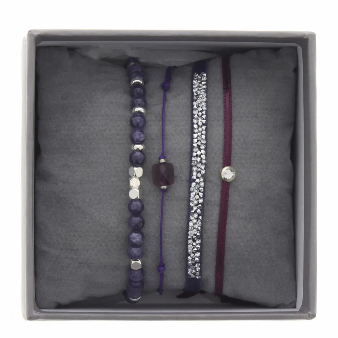 Bracelet Les Interchangeables A38641 - Bracelet Tissu Violet Cristaux de haute qualité Femme