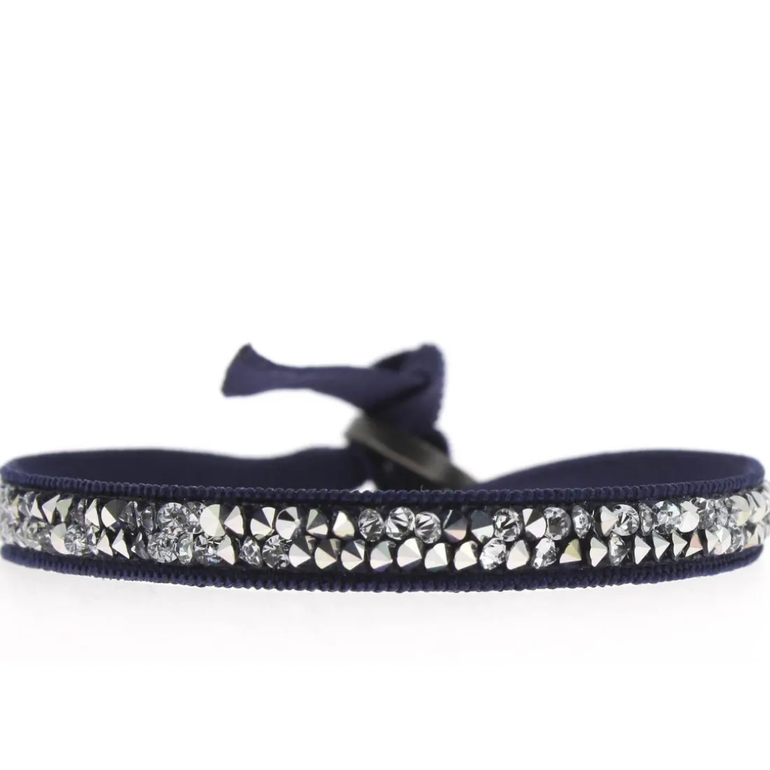 Bracelet Les Interchangeables A24958 - Bracelet Tissu Bleu Cristaux de haute qualité Femme