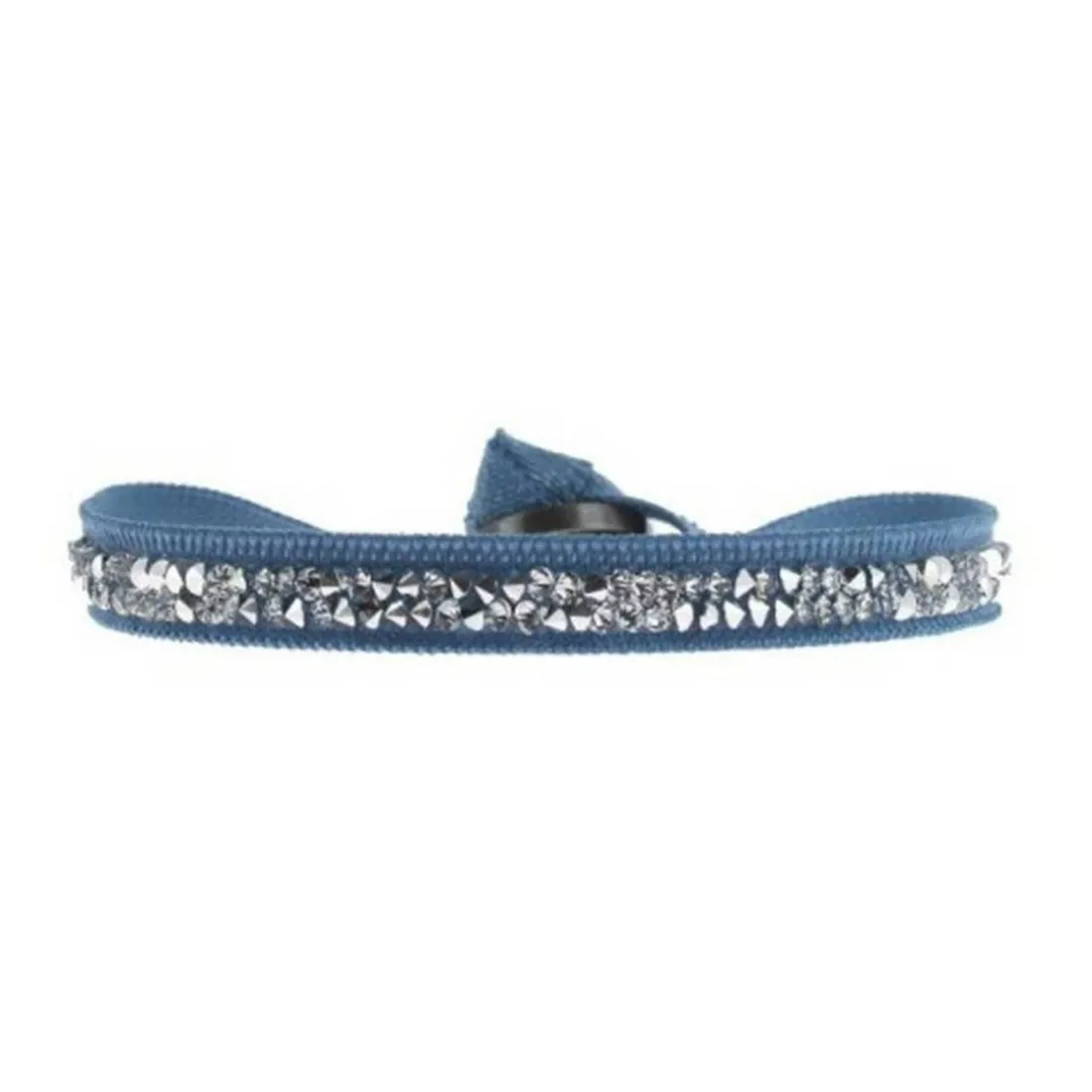 Bracelet Les Interchangeables A24965 - Bracelet Tissu Bleu Cristaux de haute qualité Femme
