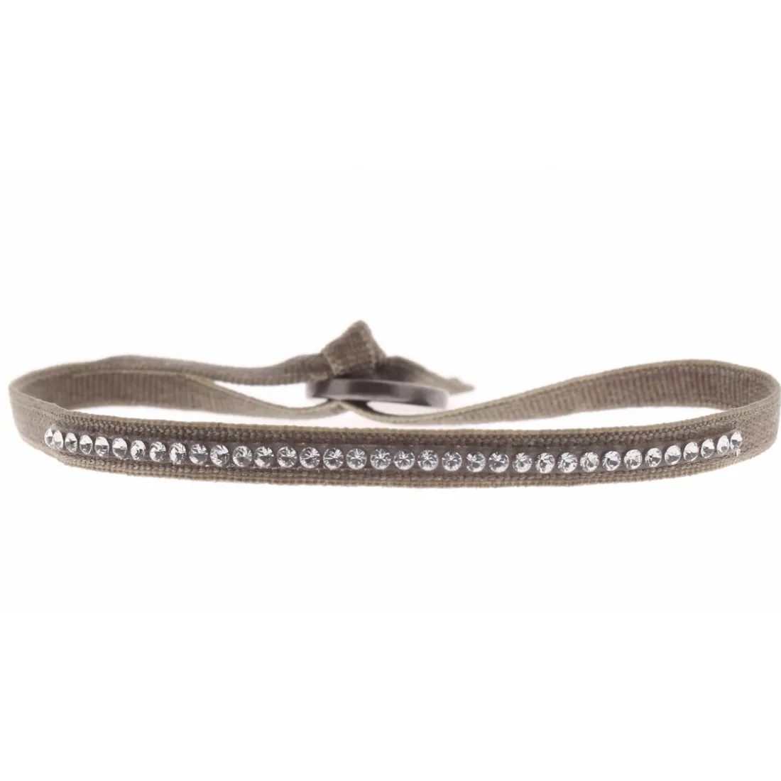 Bracelet Les Interchangeables A31426 - Bracelet Tissu Marron Cristaux de haute qualité Femme