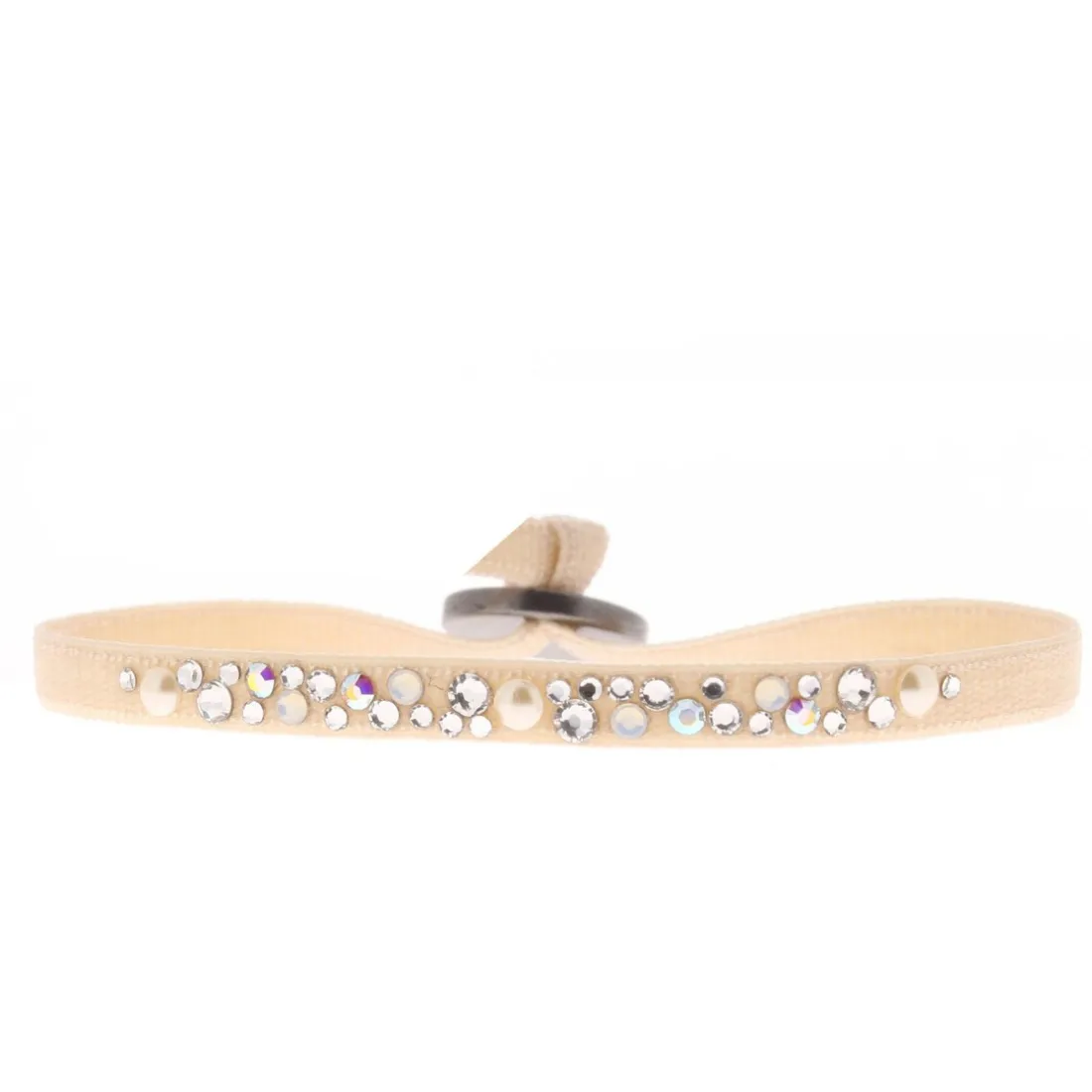 Bracelet Les Interchangeables A36709 - Bracelet Tissu Beige Cristaux de haute qualité Femme