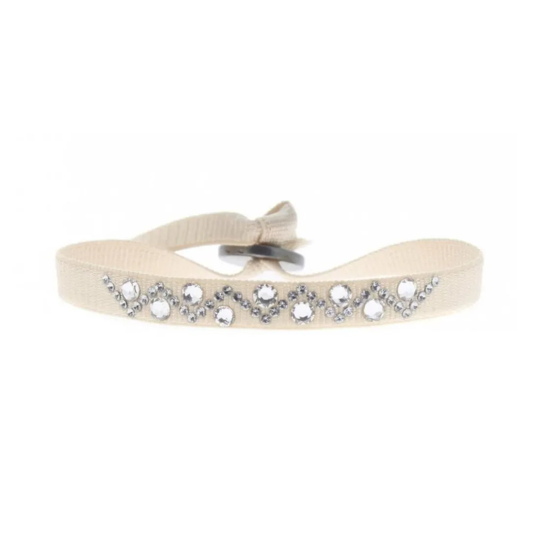Bracelet Les Interchangeables A35652 - Bracelet Tissu Beige Cristaux de haute qualité Femme