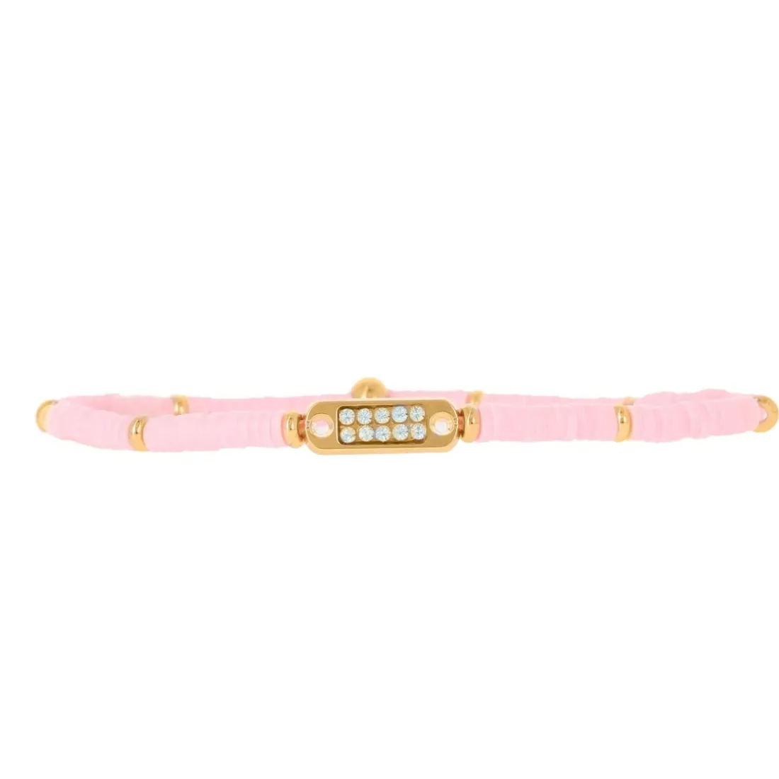 Bracelet Les Interchangeables A58621 - Mini Plaque 2 Rangs Perle Gomme Rose Femme