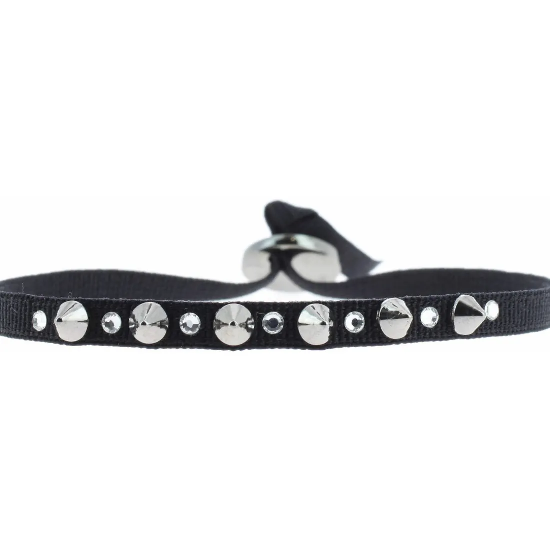 Bracelet Les Interchangeables A29279 - Bracelet Tissu Noir Cristaux de haute qualité Femme