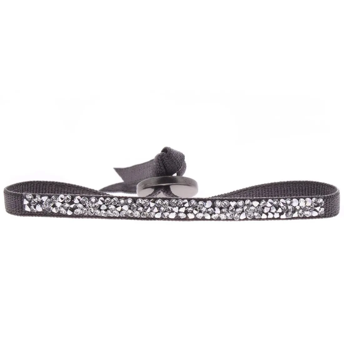 Bracelet Les Interchangeables A39542 - Bracelet Tissu Gris Cristaux de haute qualité Femme