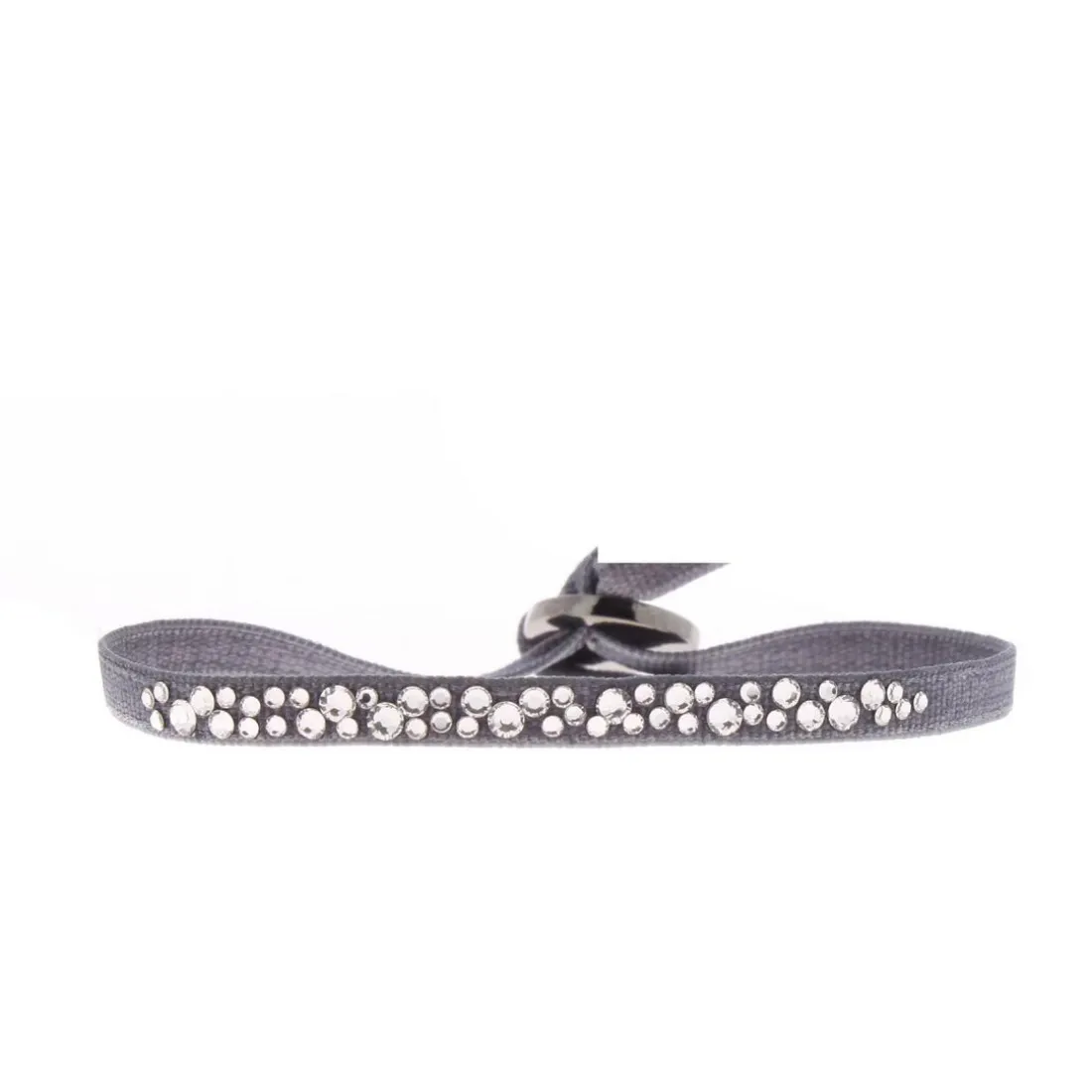 Bracelet Les Interchangeables A30459 - Bracelet Tissu Gris Cristaux de haute qualité Femme