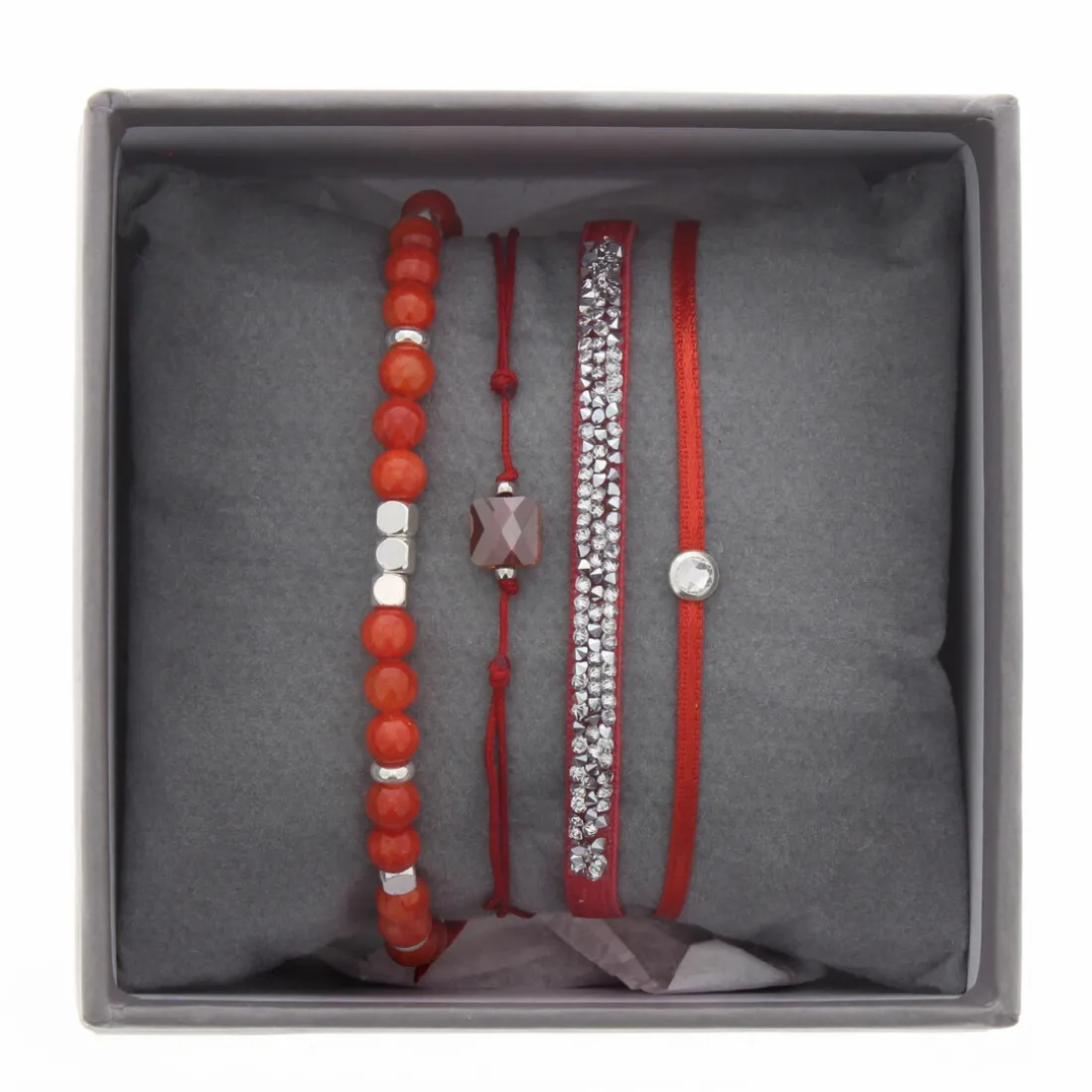 Bracelet Les Interchangeables A38647 - Bracelet Tissu Orange Cristaux de haute qualité Femme