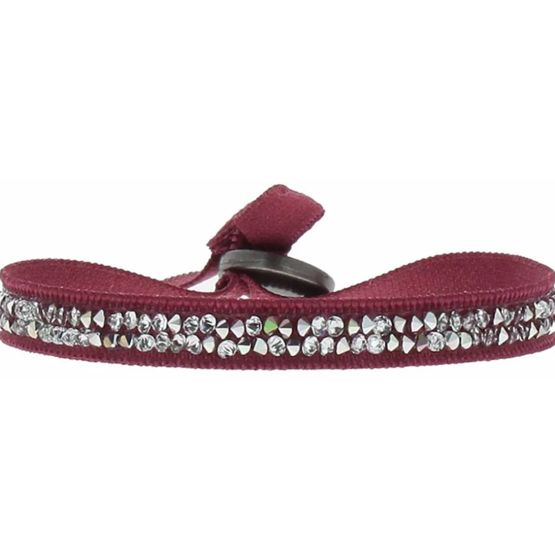 Bracelet Les Interchangeables A24934 - Bracelet Tissu Rouge Cristaux de haute qualité Femme