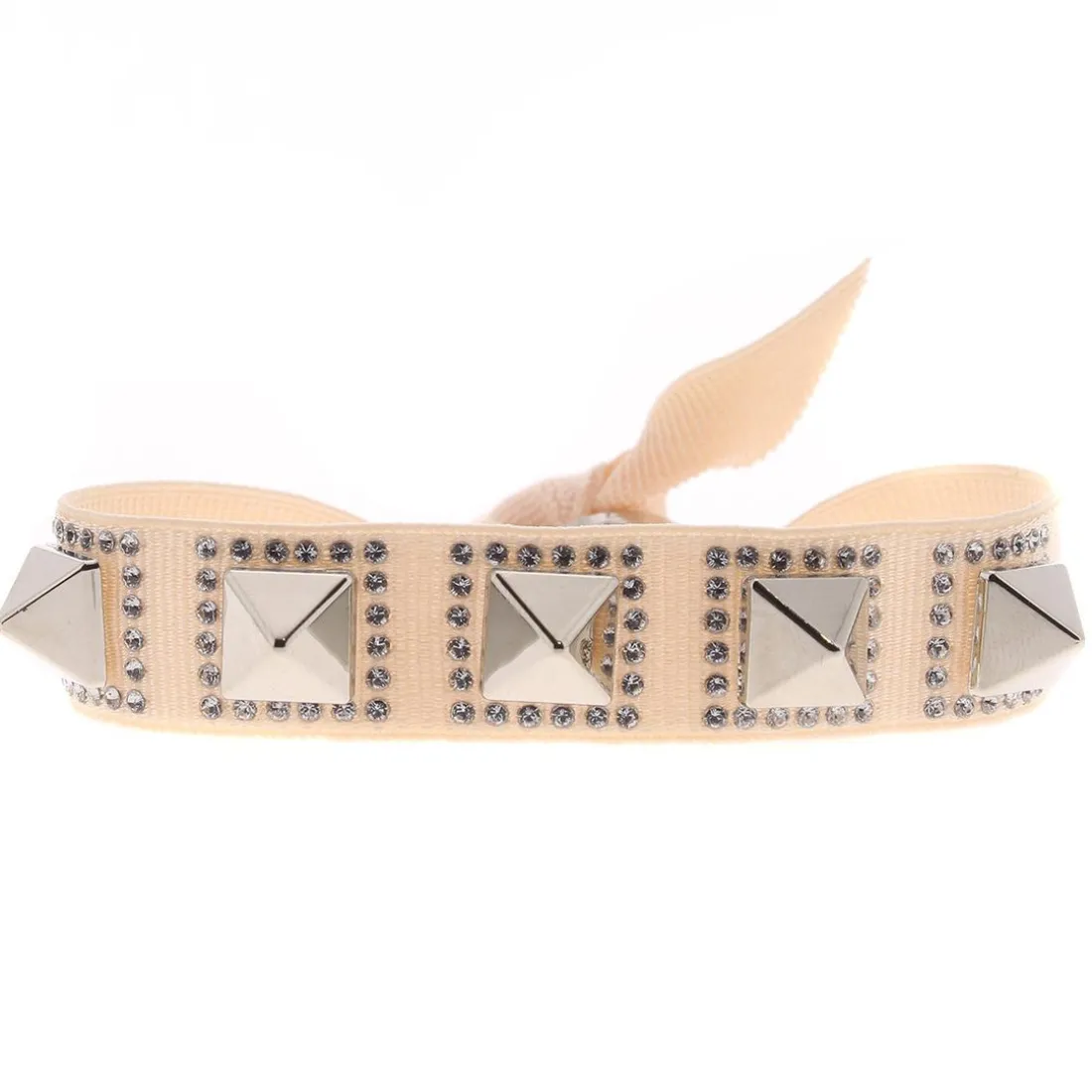 Bracelet Les Interchangeables A40131 - Bracelet Tissu Métal Argenté Rose Femme