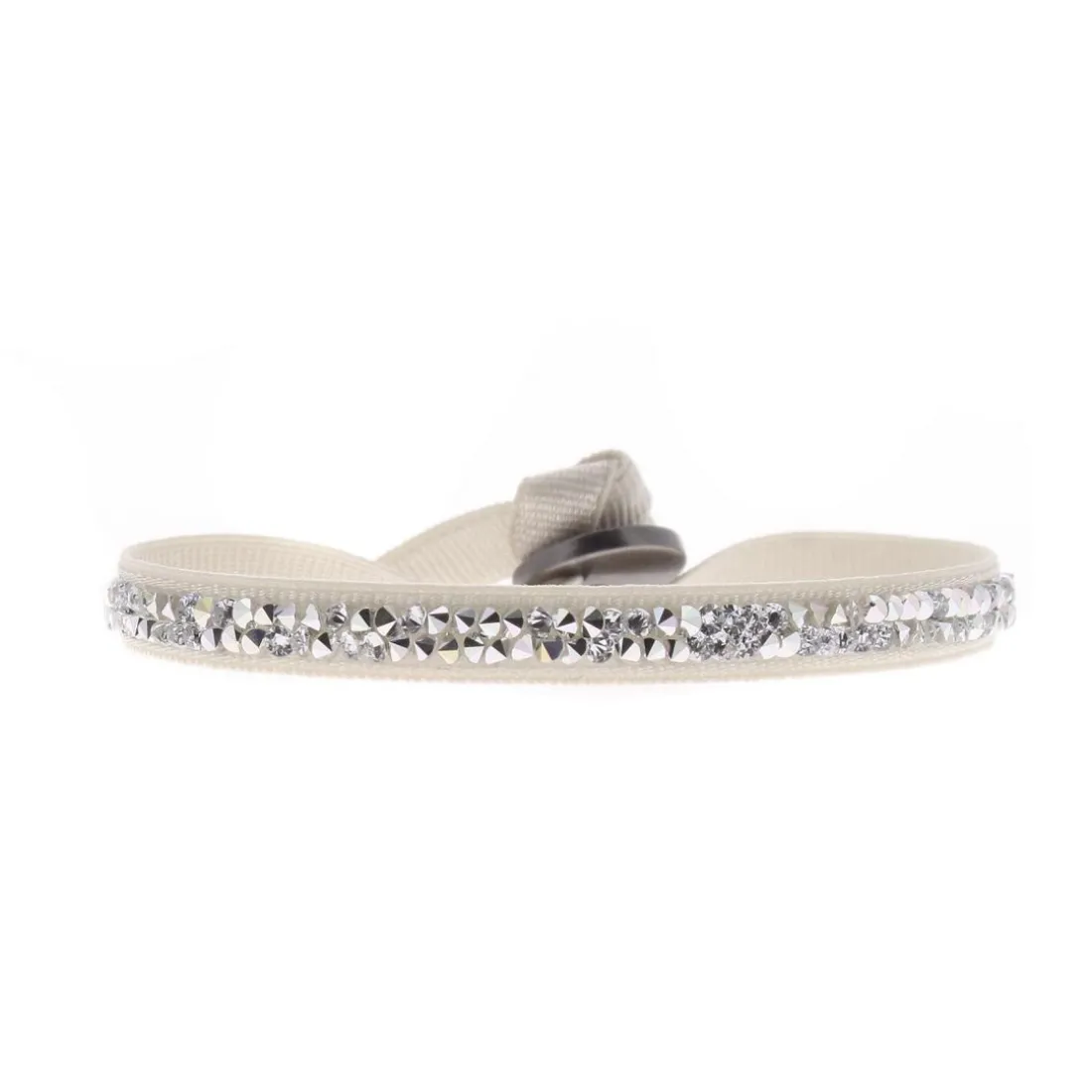 Bracelet Les Interchangeables A39369 - Bracelet Tissu Gris Cristaux de haute qualité Femme