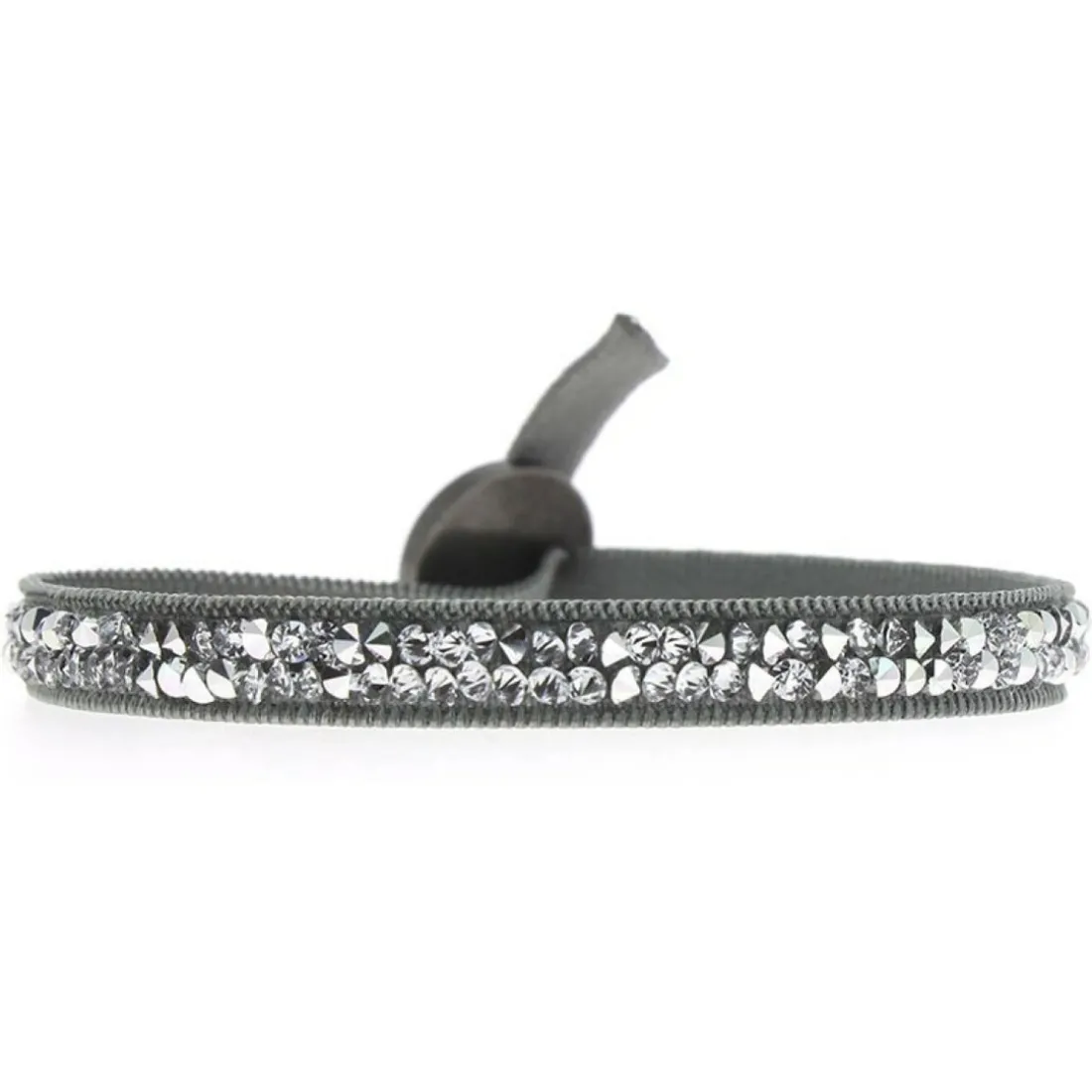 Bracelet Les Interchangeables A24955 - Bracelet Tissu Gris Cristaux de haute qualité Femme