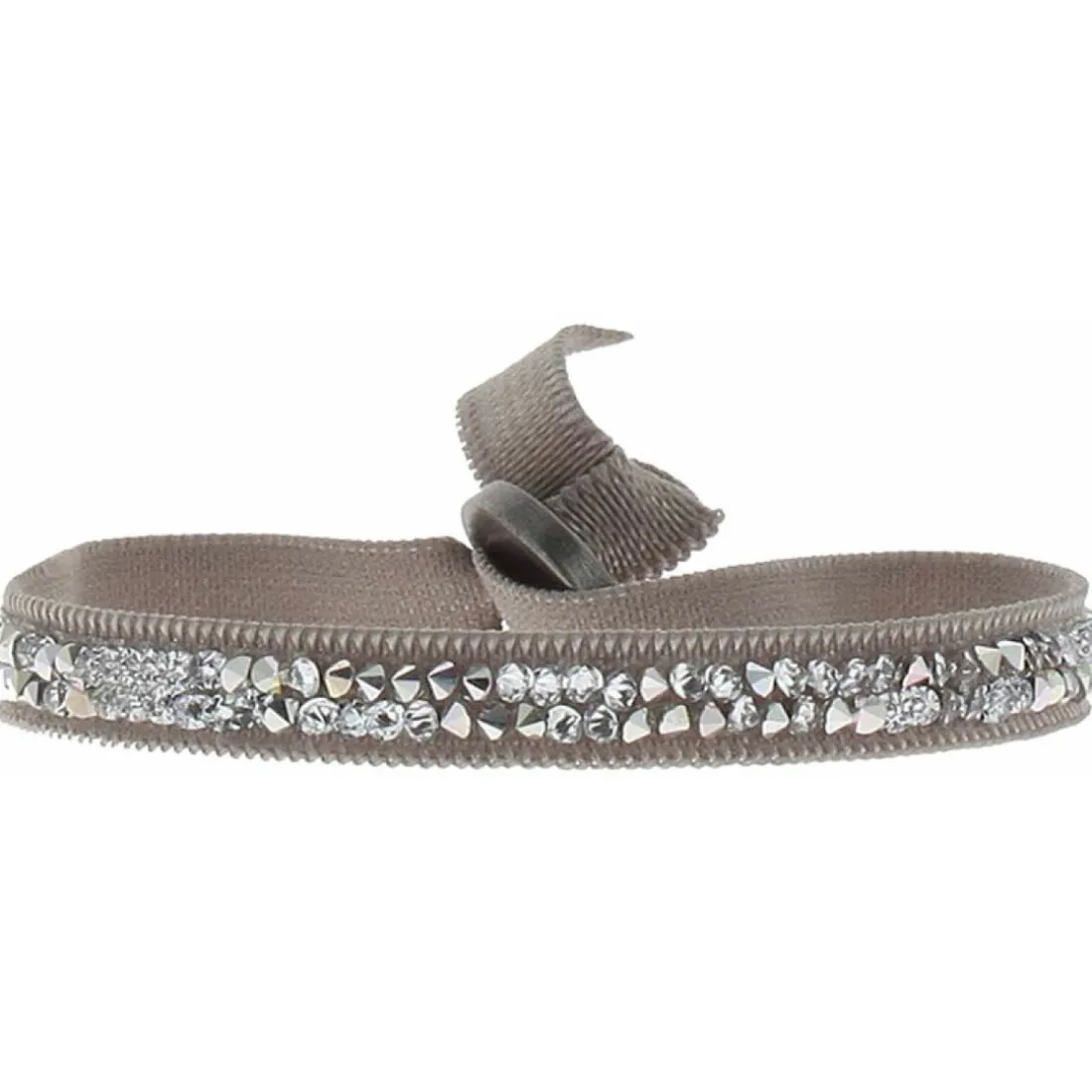 Bracelet Les Interchangeables A24986 - Bracelet Tissu Beige Cristaux de haute qualité Femme