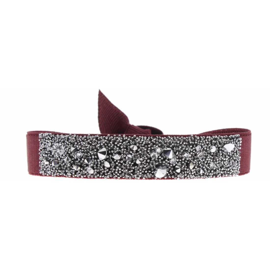 Bracelet Les Interchangeables A36479 - Bracelet Tissu Rouge Cristaux de haute qualité Femme