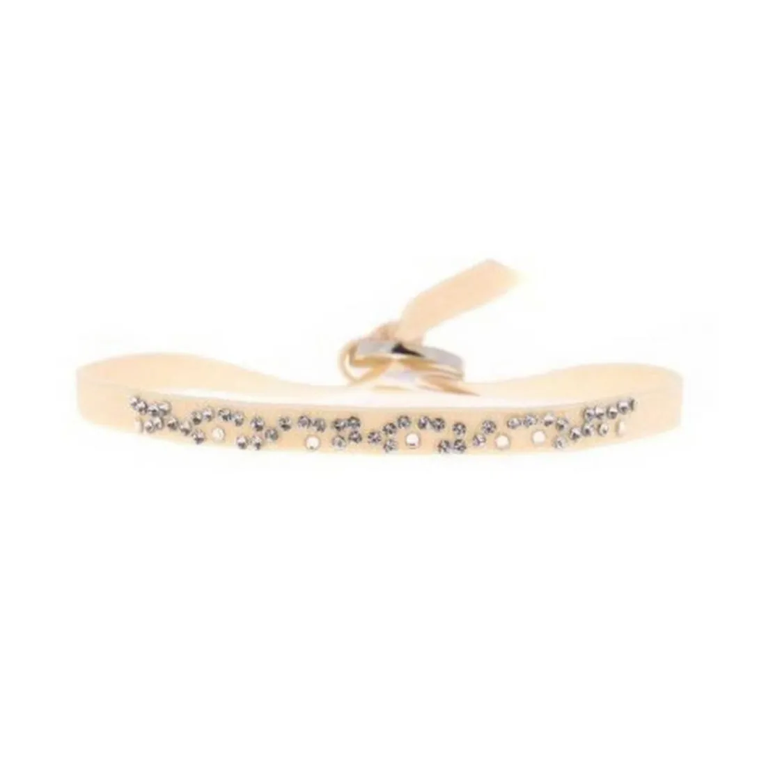 Bracelet Les Interchangeables A40132 - Bracelet Tissu Rose Cristaux de haute qualité Femme