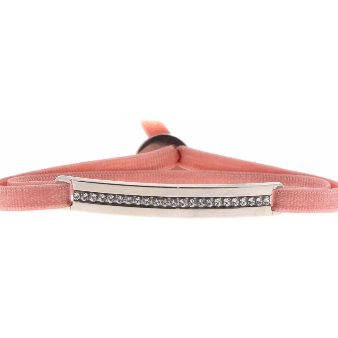 Bracelet Les Interchangeables A35569 - Bracelet Tissu Rose Cristaux de haute qualité Femme