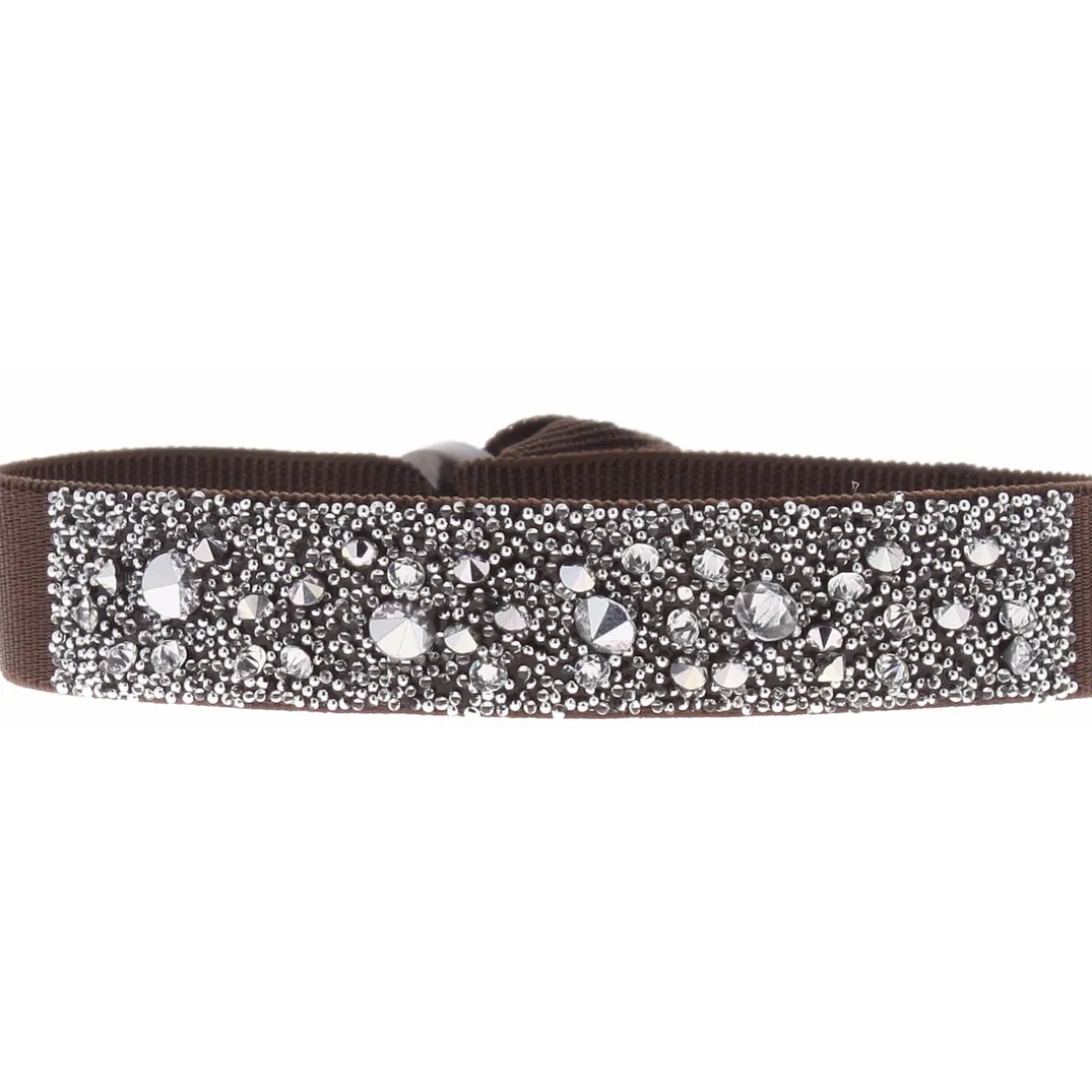Bracelet Les Interchangeables A39572 - Bracelet Tissu Marron Cristaux de haute qualité Femme
