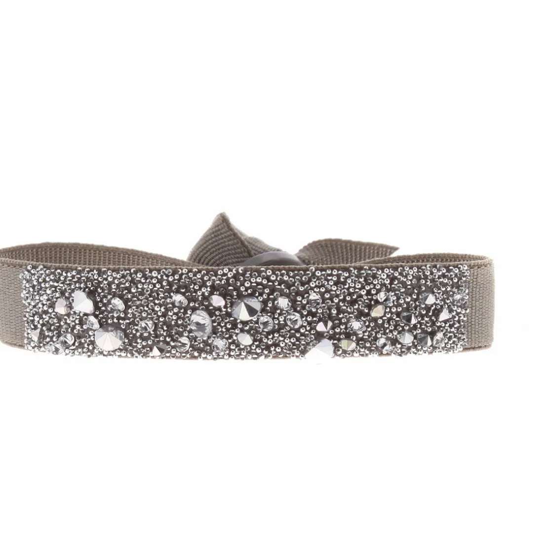 Bracelet Les Interchangeables A36465 - Bracelet Tissu Marron Cristaux de haute qualité Femme