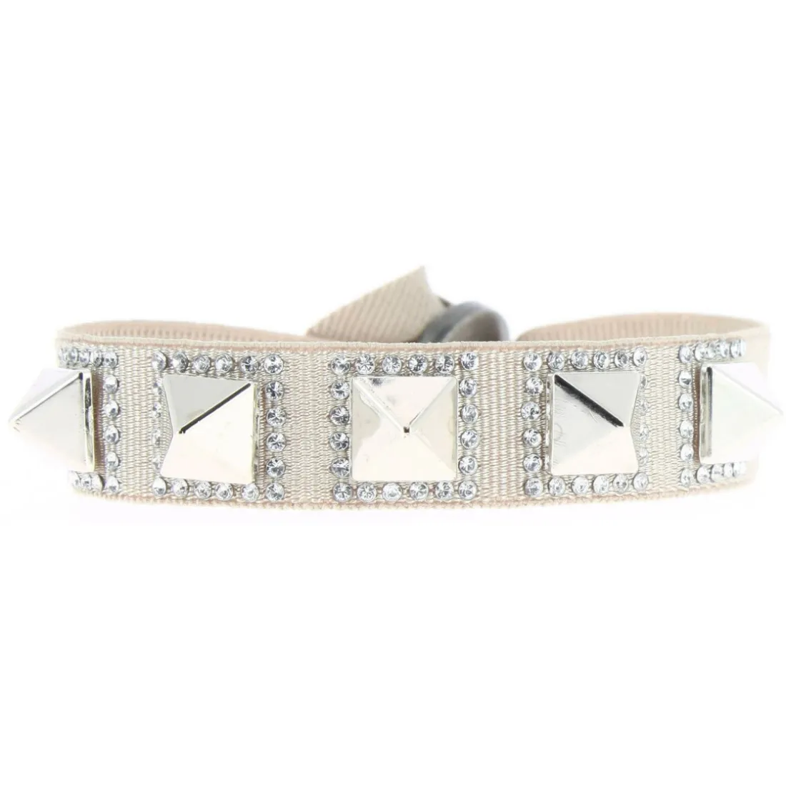Bracelet Les Interchangeables A27238 - Bracelet Tissu Métal Argenté Beige Femme