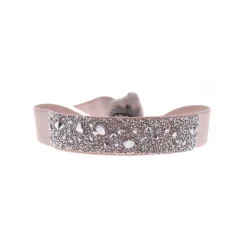 Bracelet Les Interchangeables A35892 - Bracelet Tissu Beige Cristaux de haute qualité Femme