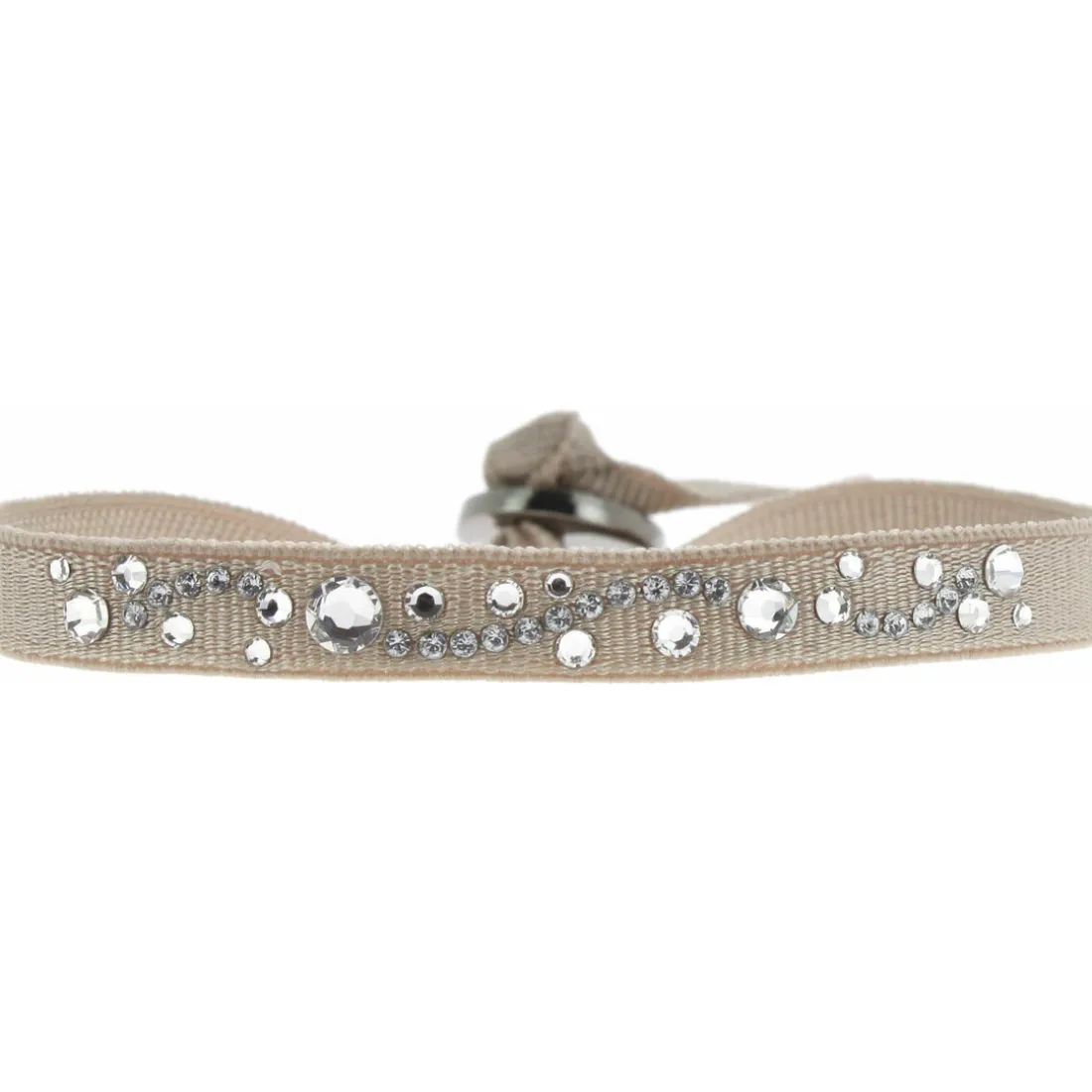 Bracelet Les Interchangeables A28994 - Bracelet Tissu Beige Cristaux de haute qualité Femme
