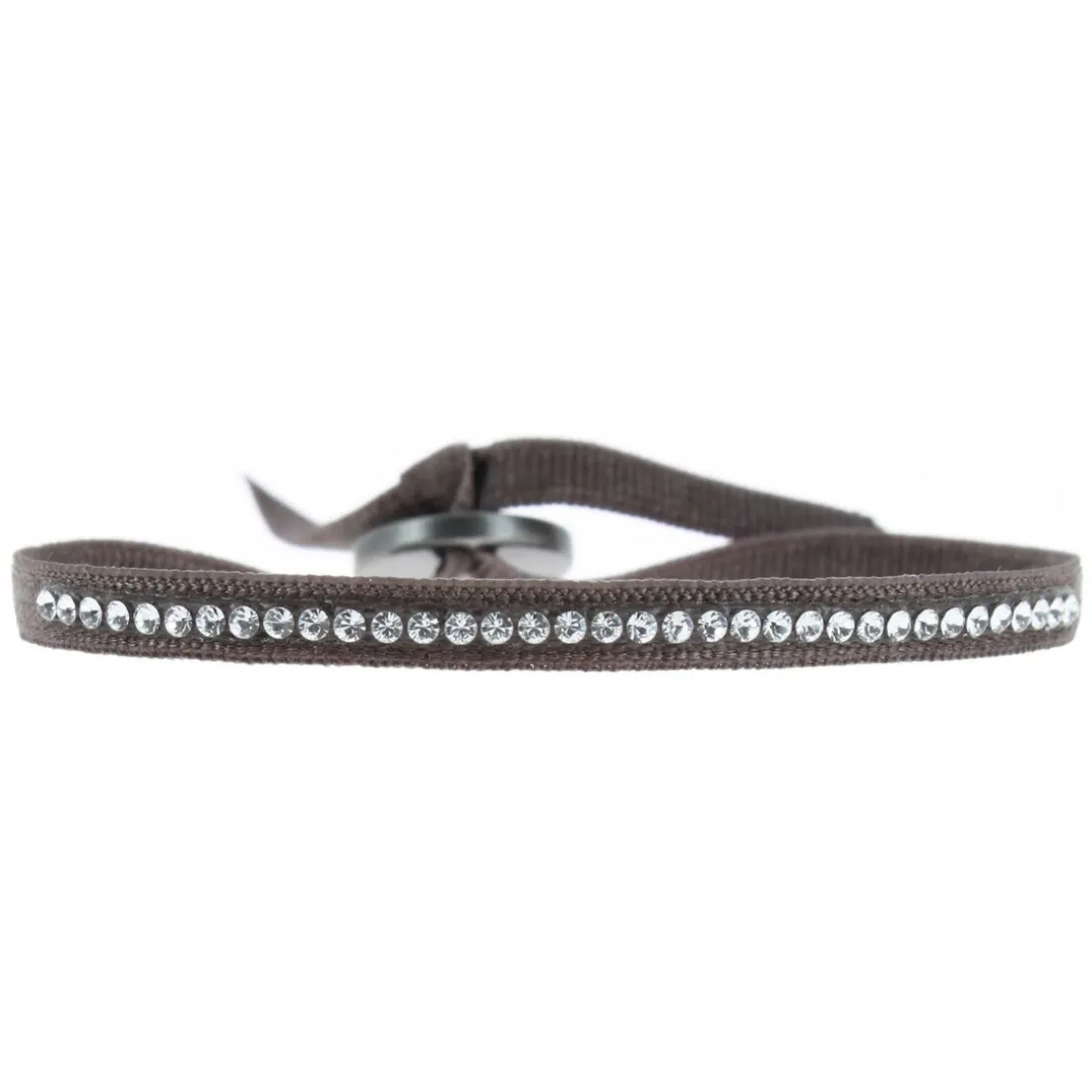 Bracelet Les Interchangeables A30483 - Bracelet Tissu Marron Cristaux de haute qualité Femme