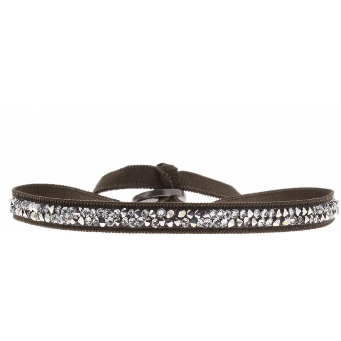 Bracelet Les Interchangeables A31667 - Bracelet Tissu Marron Cristaux de haute qualité Femme