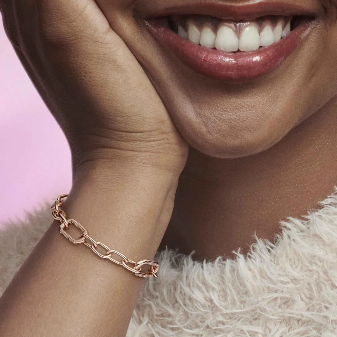 Bracelet Link Métal Doré Rose Pandora ME