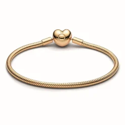 Bracelet maille serpent fermoir cœur Doré