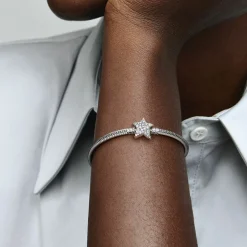 Bracelet Maille Serpent Fermoir Étoile Asymétrique Pandora Moments