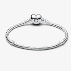 Bracelet Pandora Moments Maille Serpent Fermoir Cœur