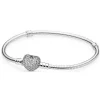 Bracelet Pandora Moments Maille Serpent Fermoir Cœur Scintillant