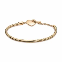 Bracelet Pandora Moments Maille Serpent Barre en T & Cœur