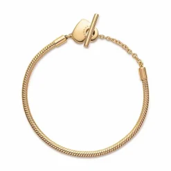 Bracelet Pandora Moments Maille Serpent Barre en T & Cœur