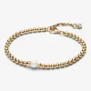 Bracelet Perle de Culture et Sphères doré à l'or fin femme avec perle et zircone