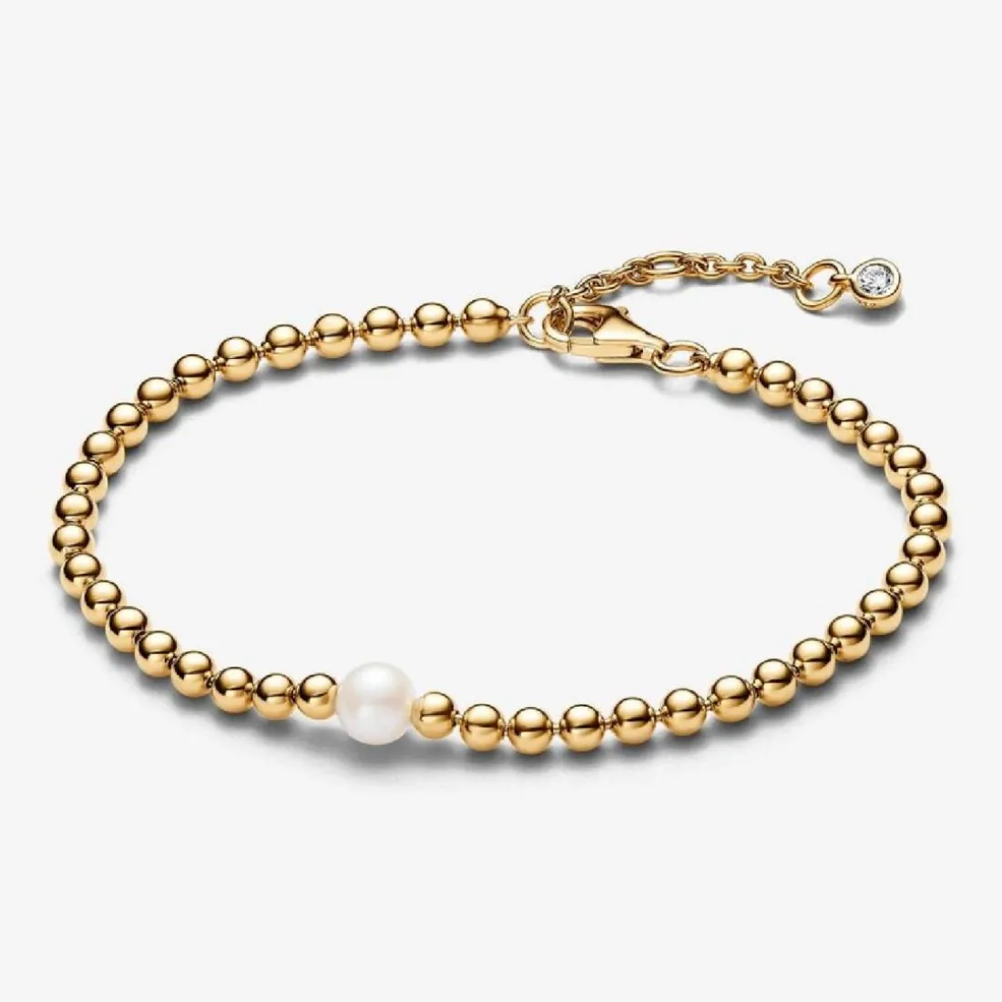 Bracelet Perle de Culture et Sphères doré à l'or fin femme avec perle et zircone