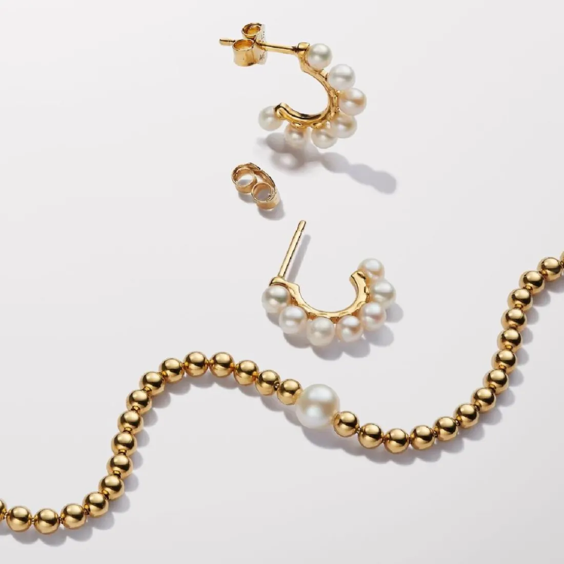 Bracelet Perle de Culture et Sphères doré à l'or fin femme avec perle et zircone