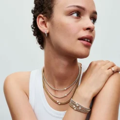 Bracelet Perle de Culture et Sphères doré à l'or fin femme avec perle et zircone