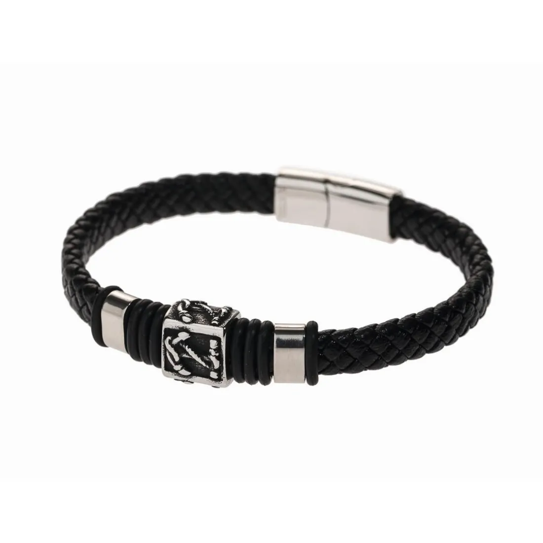 Bracelet Redskins Bijoux 285507 - Homme en Cuir Tressé et Acier