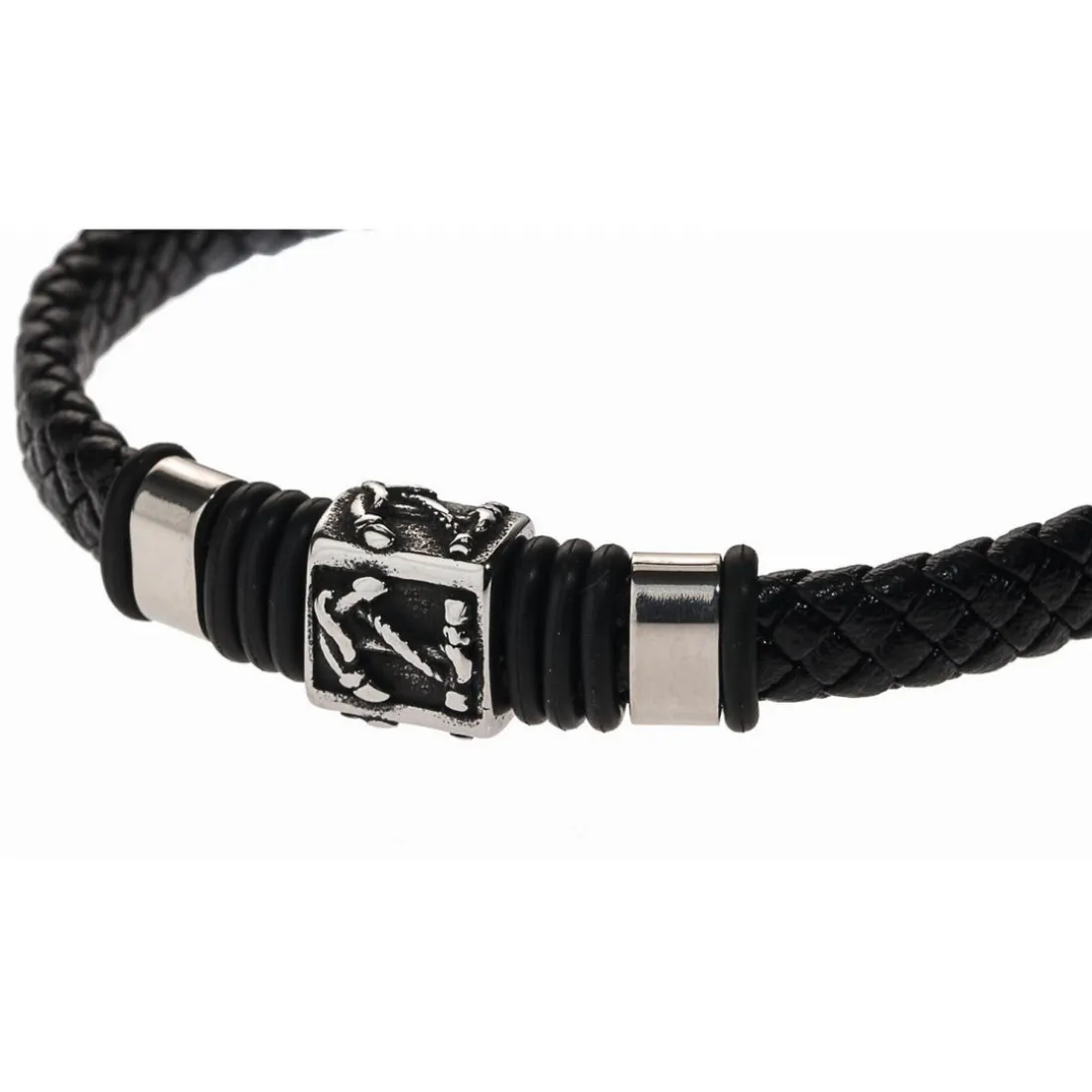 Bracelet Redskins Bijoux 285507 - Homme en Cuir Tressé et Acier