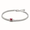 Bracelet Rivière Cœur Scintillant Rouge