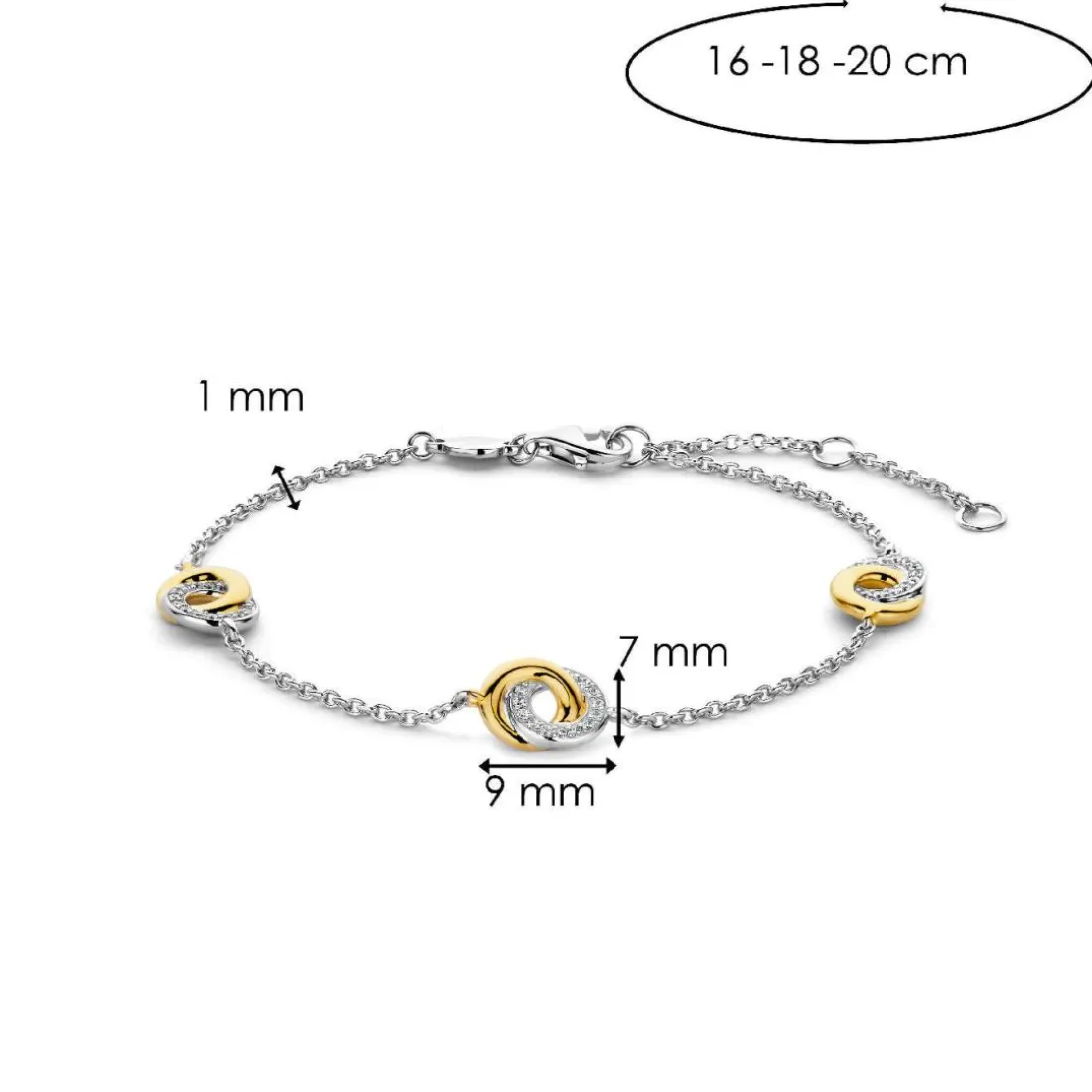 Bracelet Ti Sento - 2925ZY Argent Bicolore Et Anneaux Entrelacés