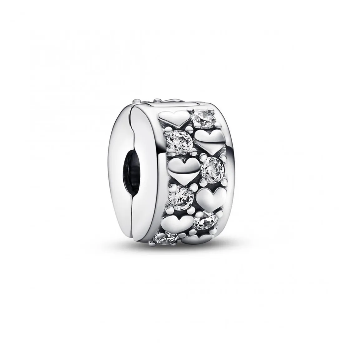 Charm Clip Pendant Cœurs de l'Infini Scintillants Argenté