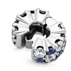 Charm Clip Scintillant Incolore & Bleu Pandora Timeless
