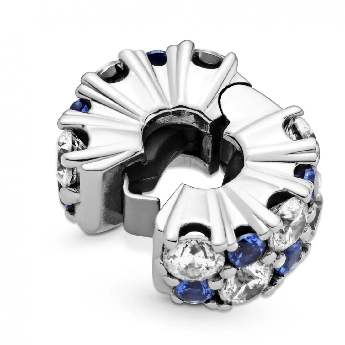 Charm Clip Scintillant Incolore & Bleu Pandora Timeless