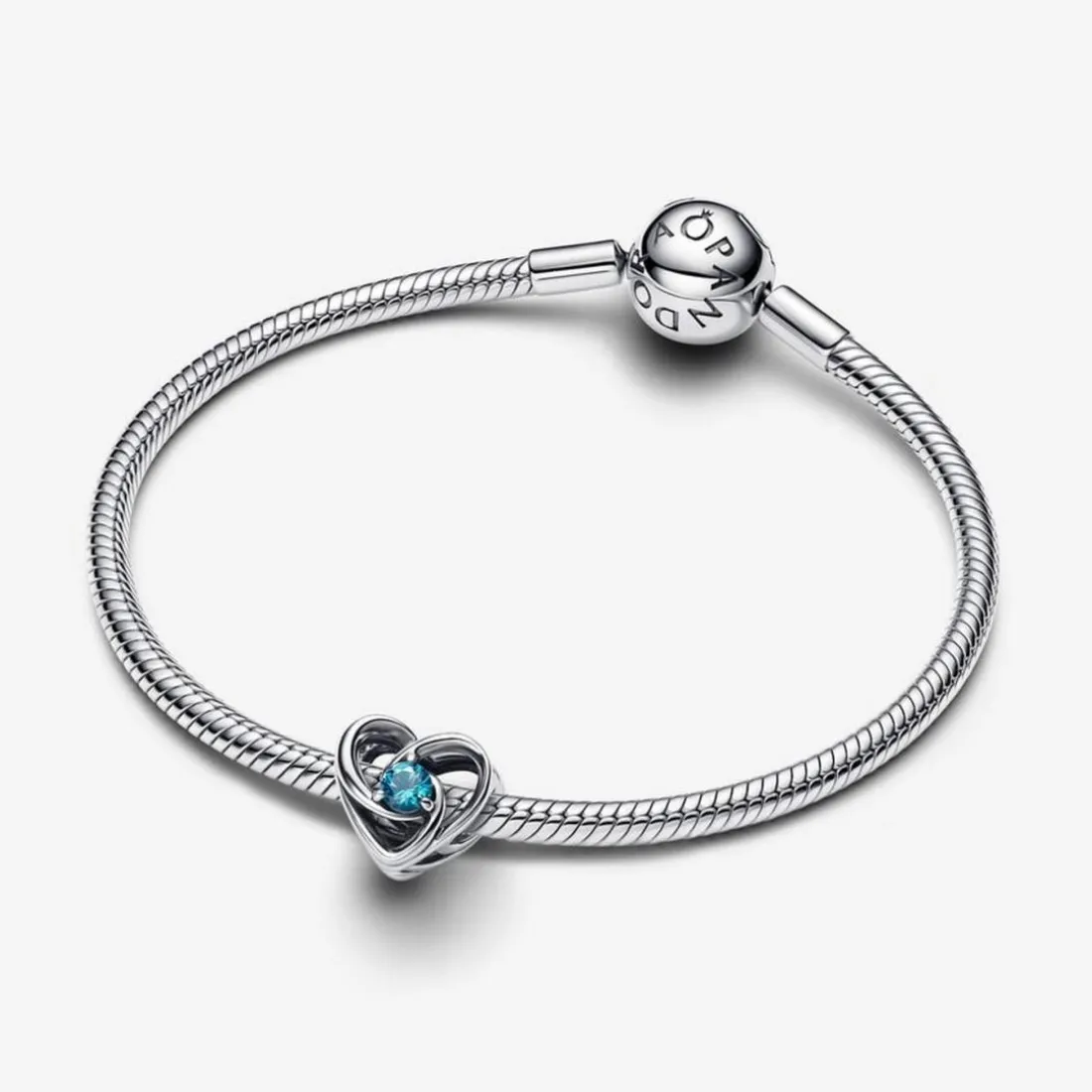 Charm Cœur Entrelacé et Pierres Bleu