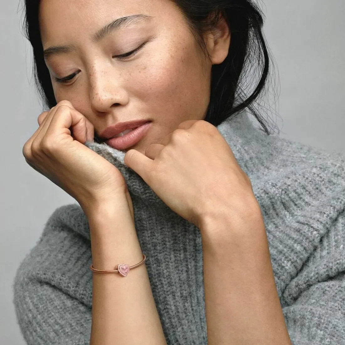 Charm Cœurs Nivelés Scintillant rose gold Pandora Timeless