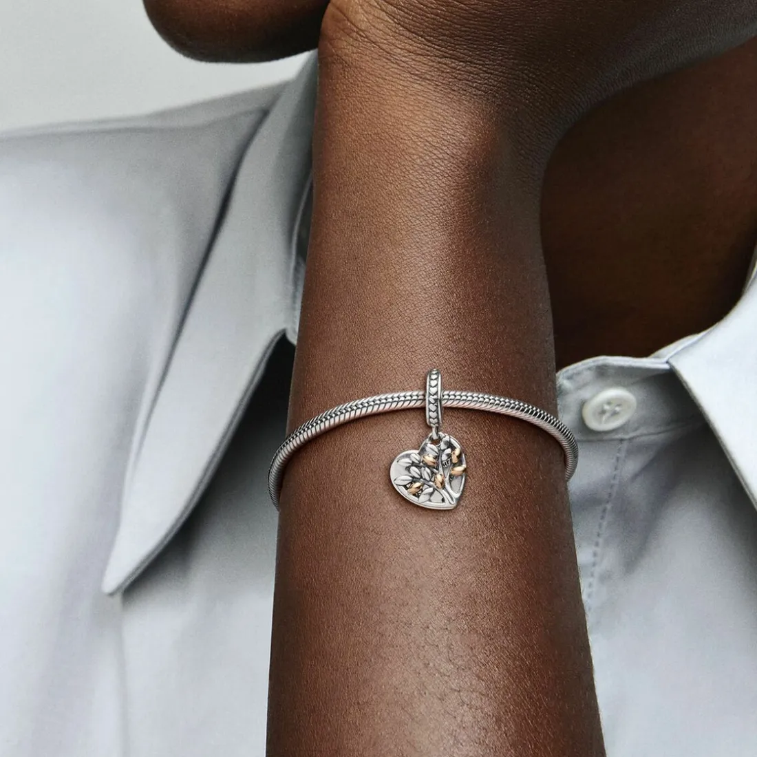 Charm Double Pendant Cœur Arbre de vie Bicolore Pandora People