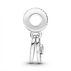 Charm Double Pendant Cœur gravé & Cœur Mum cristaux rose Pandora Passions