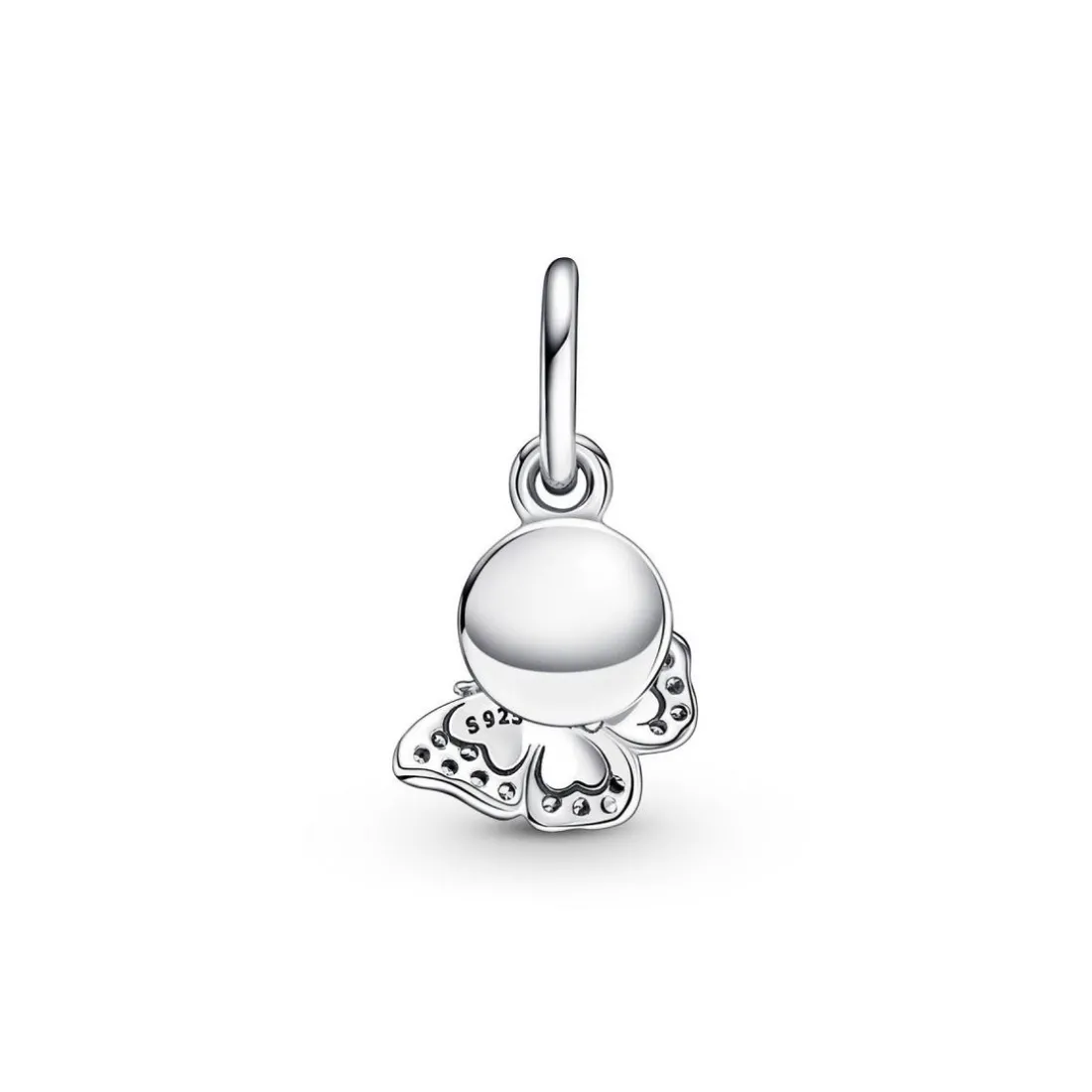 Charm double pendant Pandora Moments Papillon bleu scintillant & Citation